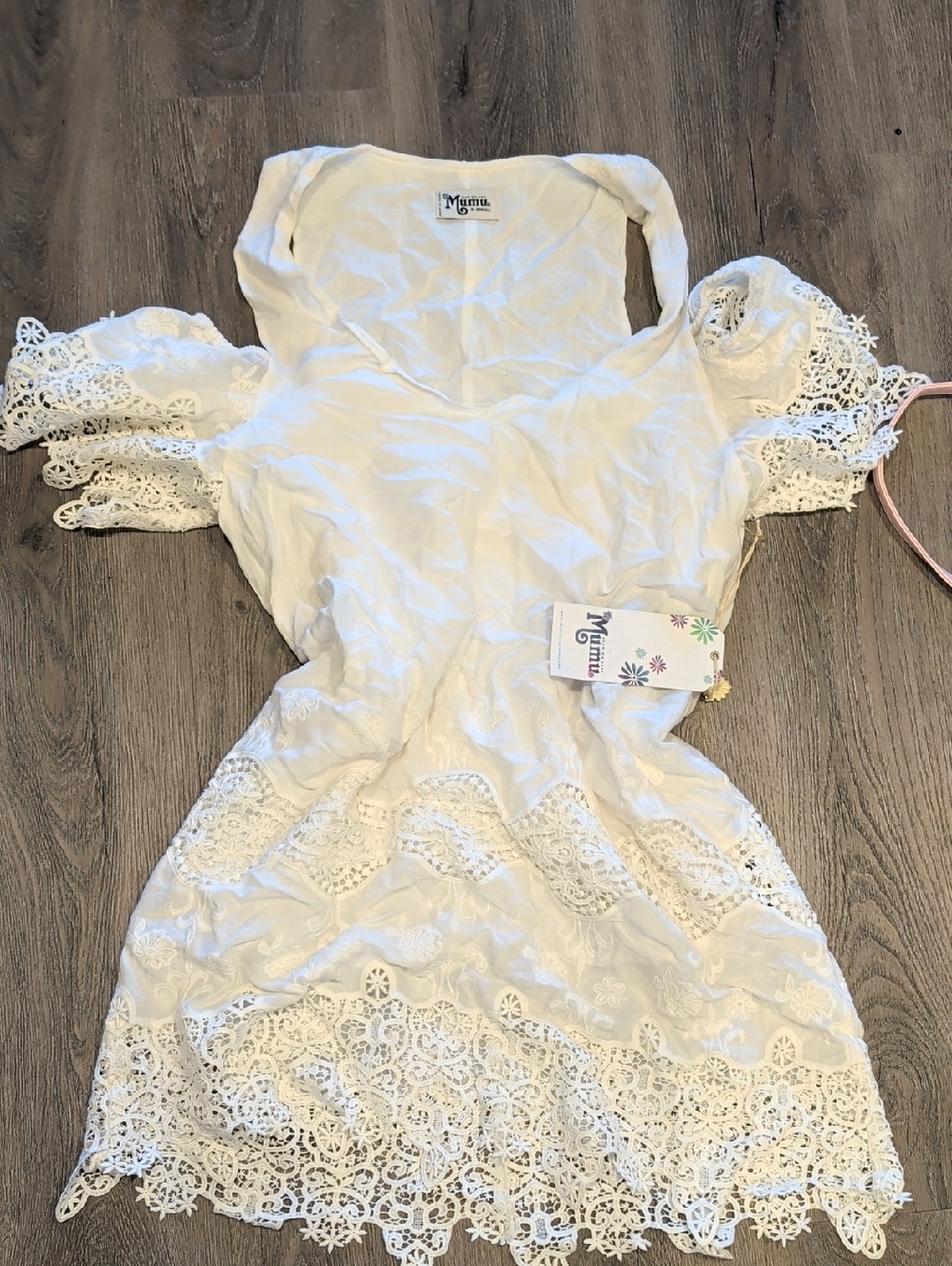 White Lace Trim Women's Dress